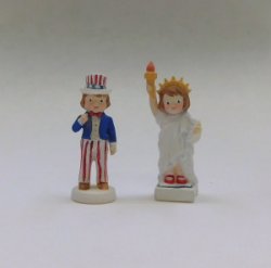 Dolly Dingle Uncle Sam & Lady Liberty Figurines to Paint