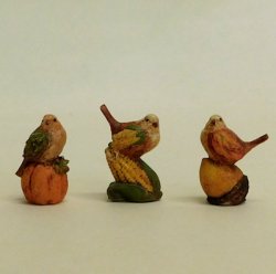 3 Autumn Bird Figurines to Paint