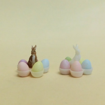 5 Dish Egg Display with Rabbit to paint
