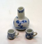 Blue Willow Carafe and Cups