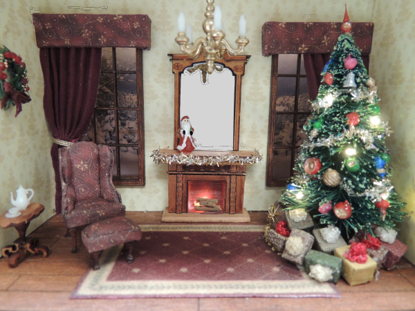 Quarter Scale "Christmas Memories" Roombox - Click Image to Close